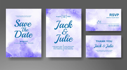 Wedding invitation with abstract watercolor background