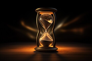 Golden Sand Running Through Hourglass Time Passing Concept