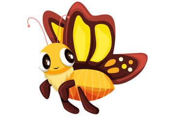 Cute Butterfly Character Design Illustration