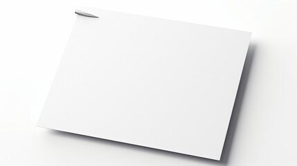 Pinned blank paper note isolated on white background