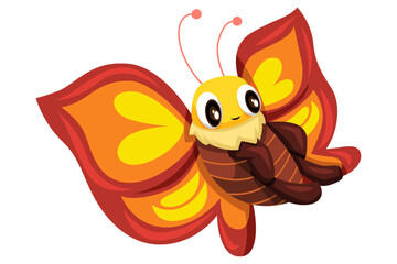 Cute Butterfly Character Design Illustration