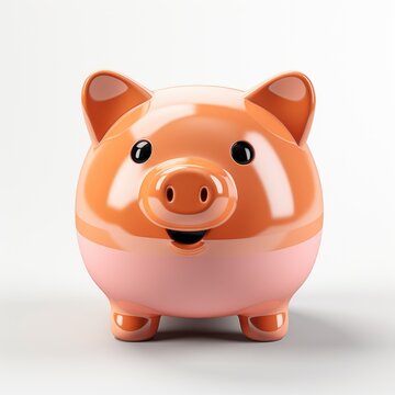 Cute Piggy Bank Isolated on White Background Savings.
