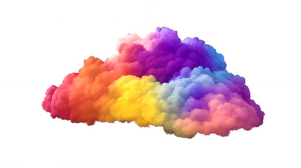 Vibrant colorful rainbow colored cloud isolated on white background