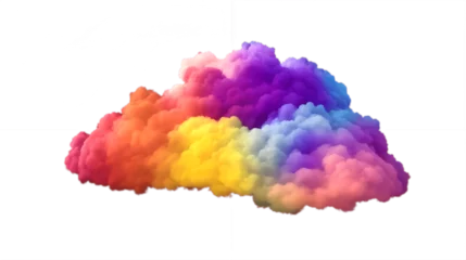 Foto op Canvas Vibrant colorful rainbow colored cloud isolated on white background © Otto