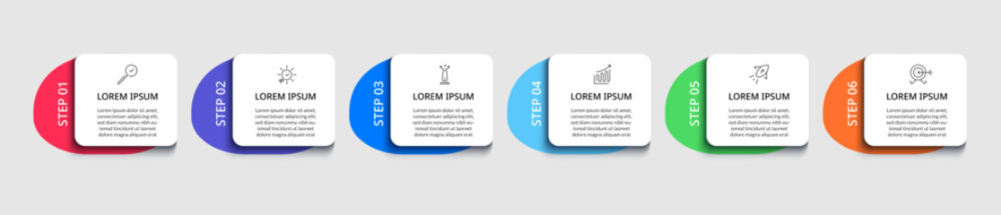 Vector Infographic design business template with icons and 6 options or steps. square design or diagram