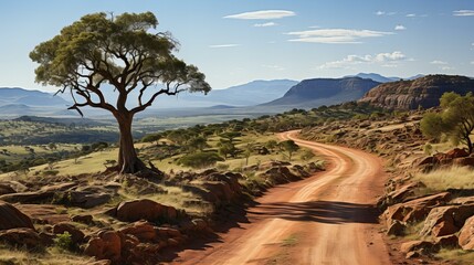 アフリカの奥地の田舎道