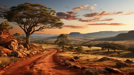 アフリカの奥地の田舎道