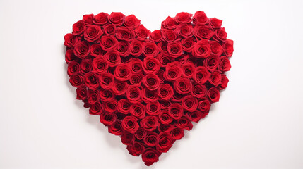 Roses in the shape of a heart on a white background