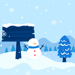 Flat winter season square background