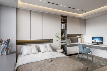 Fototapeta na wymiar 3d rendering modern bedroom interior scene design