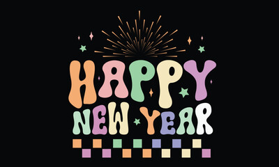 Happy New Year  Retro T-Shirt Design