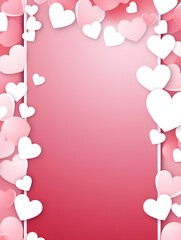 Abstract  frame with hearts on pink background, cops space for text