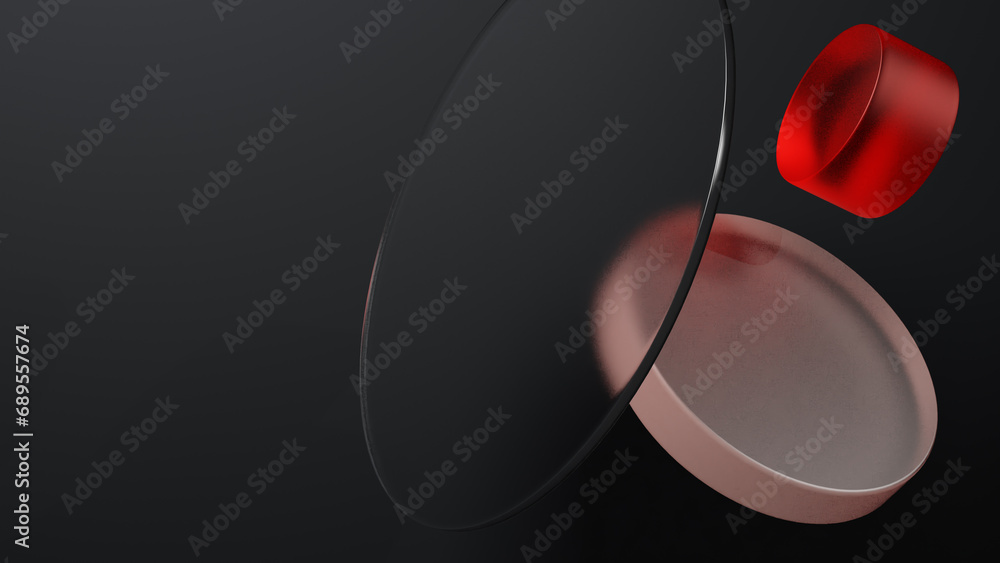 Aufkleber 3d rendered illustration with glass shapes in different colors. a minimal abstract scene with geomet