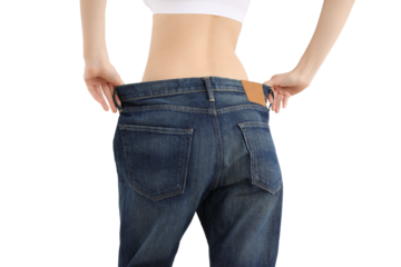 PNG thin girl wearing oversized pants isolated on white background.