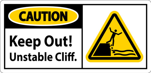 Caution Sign, Keep Out Unstable Cliff