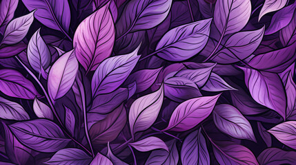 Purple leaves seamless pattern. hand drawing. Not AI