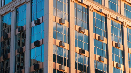 Fototapeta premium Office building with many window, outside view photo