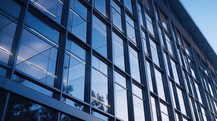 Office building with many window, outside view photo