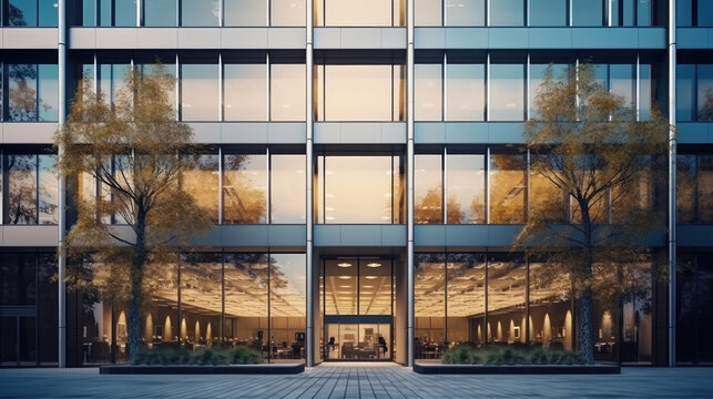 Fototapeta Office building with many window, outside view photo