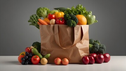 paper bag full of vegetables and fruits 
