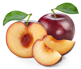 Plum isolated on white background.