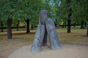 Devil column XV century in Karlakhov garden. Vysehrad. Prague. Devil's Pillar. Certuv sloup. Legend...