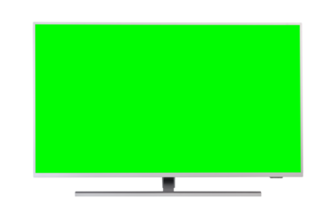 Large green screen LED TV on a white background. 