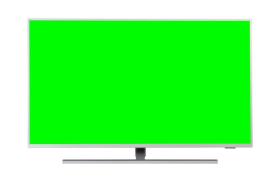 Large green screen LED TV on a white background. 