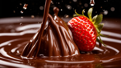 Fresh strawberries covered in chocolate creative