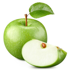 Green apple isolated with clipping path
