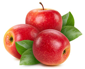 Fresh red apple leaf isolated on white