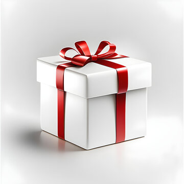 3d icon of a white gift box with red wrapping ribbon, Birthday, celebration, etc.