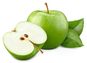Green apple isolated with clipping path