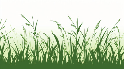Real green grass silhouette. Reeds silhouette tracing
