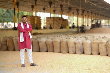 Corn is sold by farmers at the food grains market.