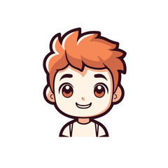 cute little boy with smile icon illustration 