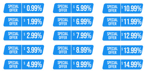 Fototapeta premium Stickers, Set of blue sale labels, Set Pricing And Offer Stickers 