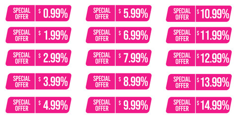 Set of sale labels, Pink sale labels