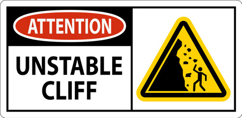 Water Safety Sign, Attention - Unstable Cliff