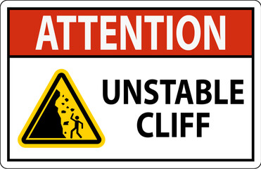 Water Safety Sign, Attention - Unstable Cliff