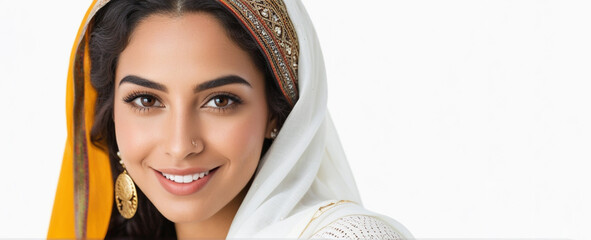 Beautiful Moroccan good woman nice fashion half body eye contact