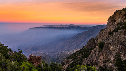 Discover the beauty of Saudi Arabia. Extraordinary landscape of the Asir Mountains, Sarawat...