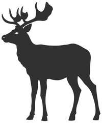 black silhouette of deer or elk without background