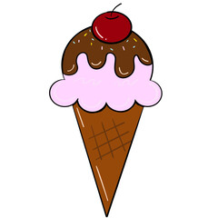Ice-cream cone with chocolate