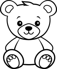 Cute teddy silhouette in black color. Vector template.