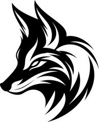 Fox silhouette in black color. Vector template design.