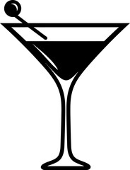Cocktail glass silhouette in black color. Vector template.