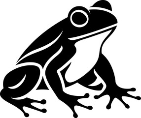 Frog animal silhouette in black color. Vector template for laser cutting.