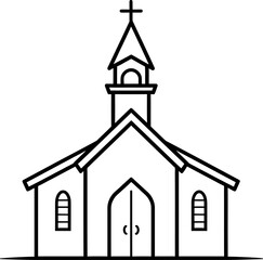 Church silhouette icon in black color. Vector template for laser cutting.
