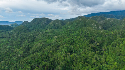 Fototapeta na wymiar Aerial view of Bukit Barisan in Aceh Province, Indonesia